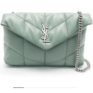 SAINT LAURENT LouLou Mini YSL Puffer Toy Crossbody Bag Vert Opaline